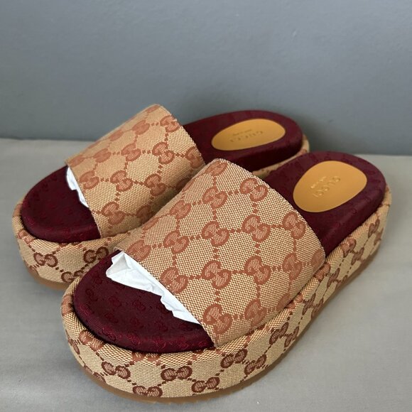 Gucci 573018 Angelina Platform Slide IT 38.5- US 8.5 - Picture 1 of 12
